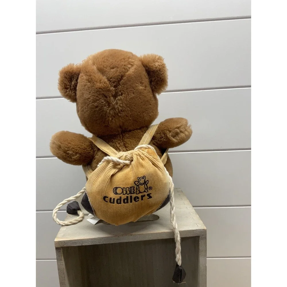 Vintage 1986 Cobbie Cuddlers Brown Teddy Bear Plush with Corduroy Backpack 8.5in